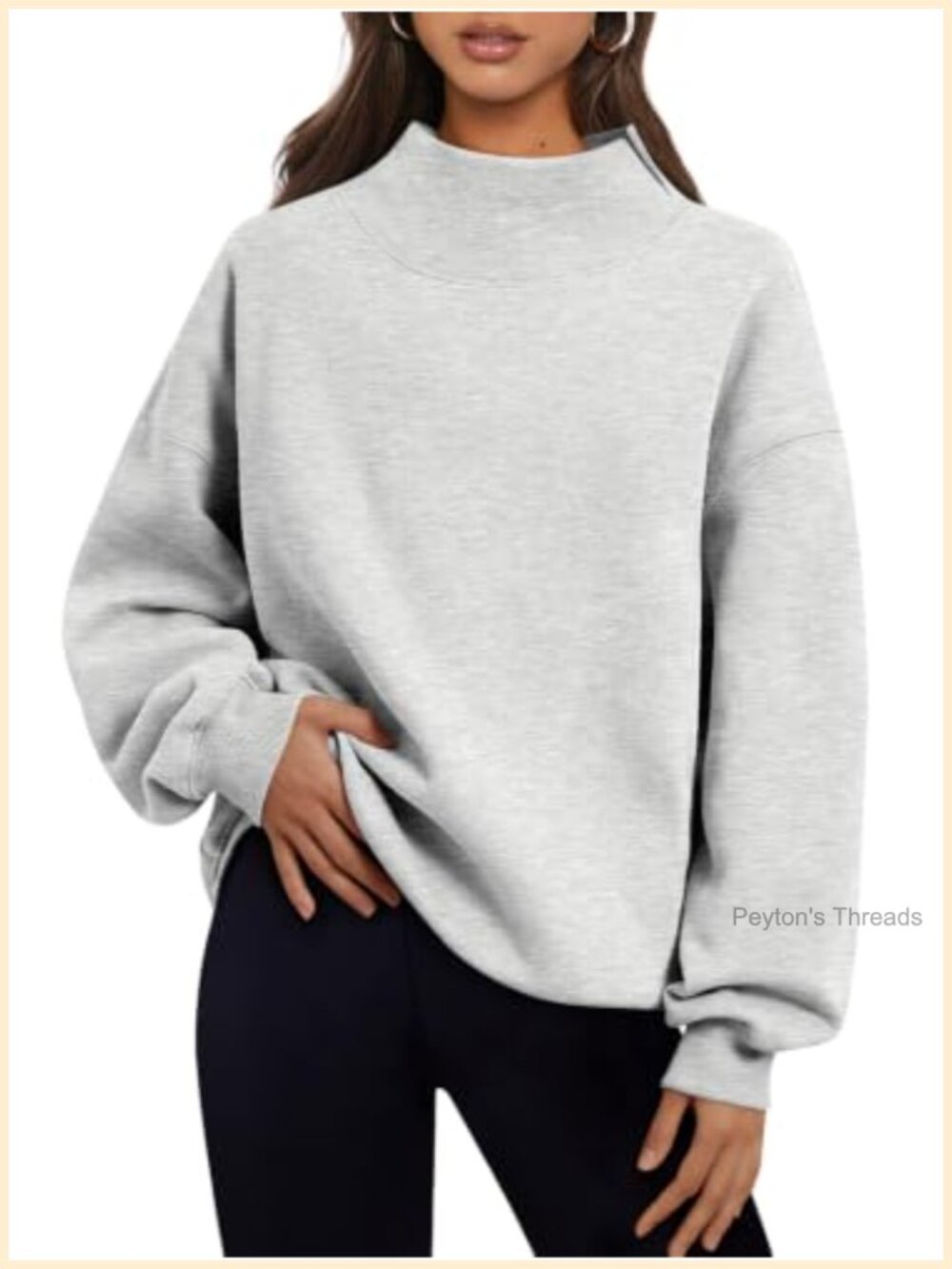 Mock Neck Oversized Sweatshirt Fleece Lined Pullover Fall